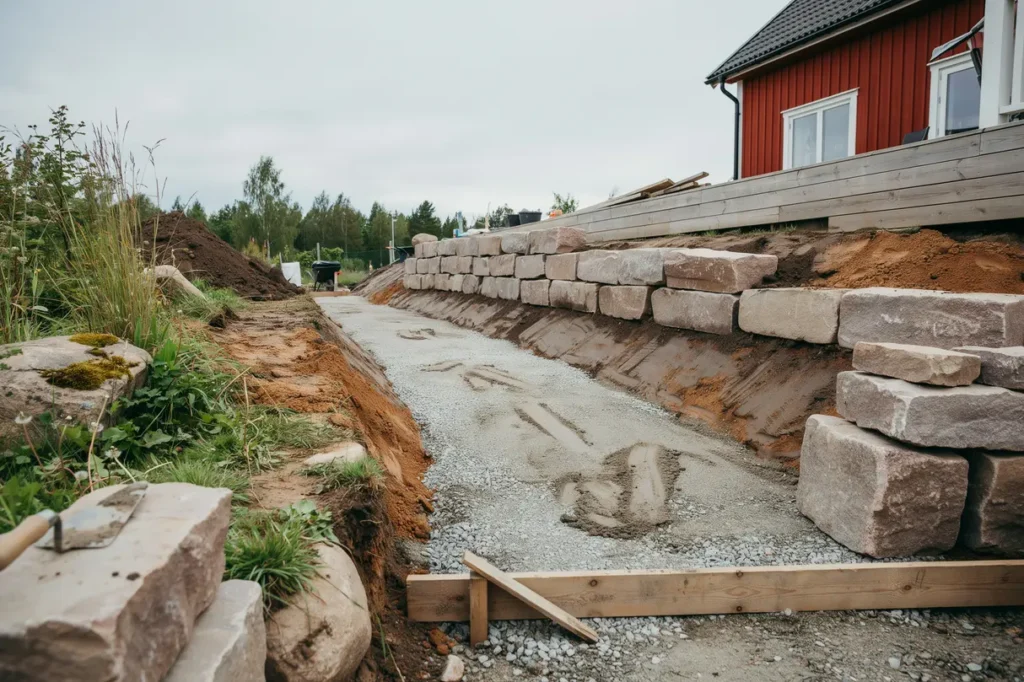 juli r r tt tid f r terrassering av sluttande tomt skapa fler anv ndbara ytor inf r sensommaren