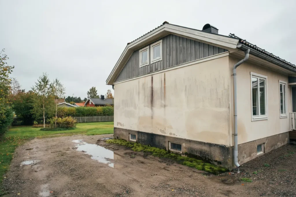 dr nera k llaren i tid tecken p att marken runt huset beh ver tg rdas